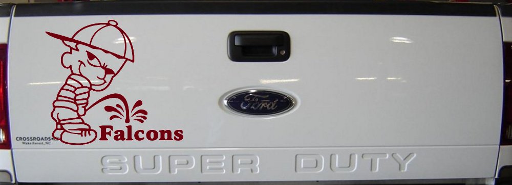 Pee On Falcons Decal - Funny Truck & Car Window Vinyl Sticker (Burgundy)