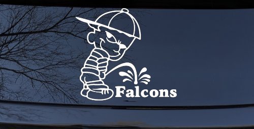 Pee On Falcons Decal - Funny Truck & Car Window Vinyl Sticker (White)