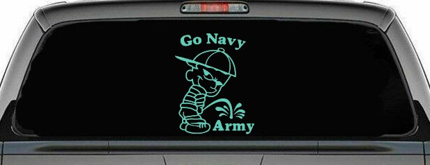 Go Navy Pee On Army College Car or Truck Window Decal Sticker (Mint)