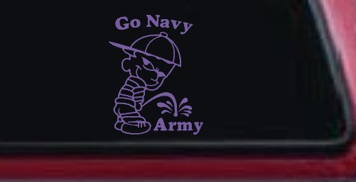Go Navy Pee On Army College Car or Truck Window Decal Sticker (Purple)