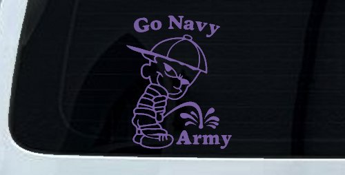 Go Navy Pee On Army College Car or Truck Window Decal Sticker (Purple)