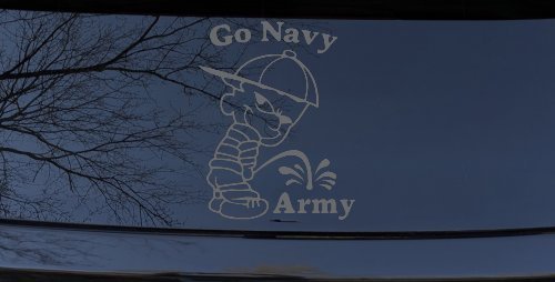 Go Navy Pee On Army College Car or Truck Window Decal Sticker (Silver)
