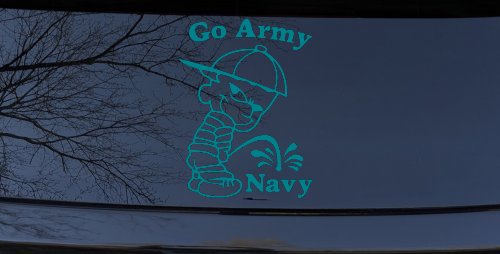 Go Army Pee On Navy College Car or Truck Window Decal Sticker (Turquoise Blue)