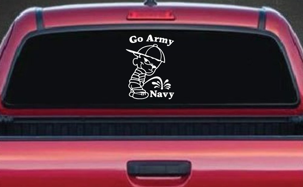 Go Army Pee On Navy College Car Truck Window Vinyl Decal Sticker (White)