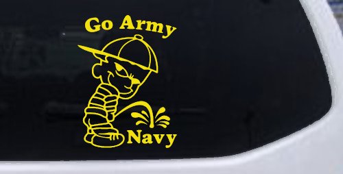 Go Army Pee On Navy College Car or Truck Window Decal Sticker (Yellow)