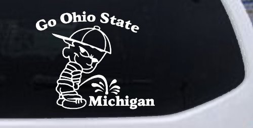 Go Ohio State Pee On Michigan Car or Truck Window Decal Sticker (White)