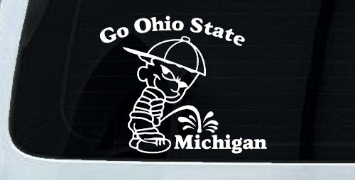 Go Ohio State Pee On Michigan Car or Truck Window Decal Sticker (White)