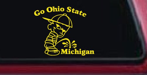 Go Ohio State Pee On Michigan Car or Truck Window Decal Sticker (Yellow)