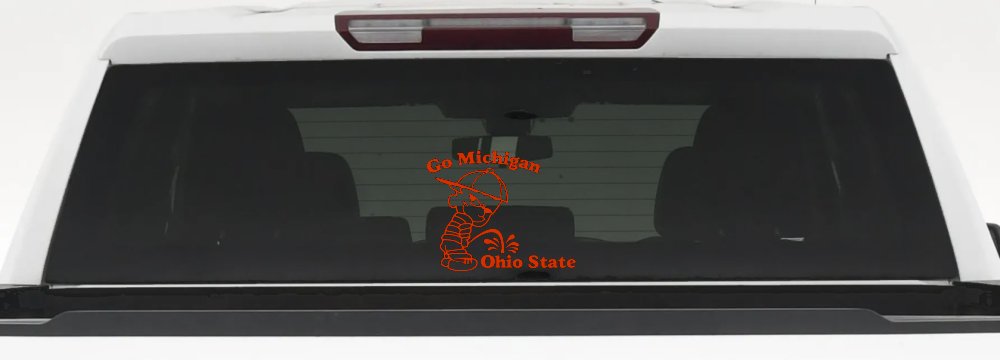 Go Michigan Pee on Ohio State Decal Sticker Car Truck Window Vinyl (Orange Red)
