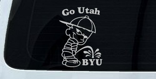 Go Utah Pee on BYU Car Truck Window Decal Sticker (Light Gray)