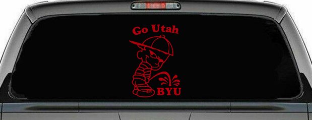 Go Utah Pee on BYU Car or Truck Window Decal Sticker (Red)