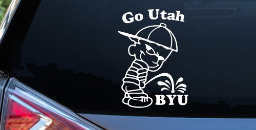 Go Utah Pee on BYU Car Truck Window Decal Sticker (White)