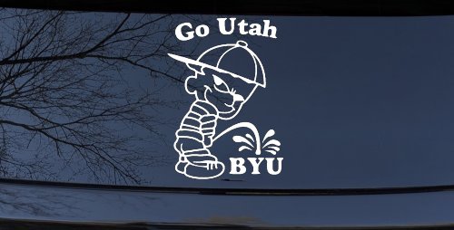 Go Utah Pee on BYU Car or Truck Window Decal Sticker (White)