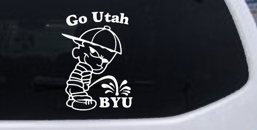 Go Utah Pee on BYU Car or Truck Window Decal Sticker (White)