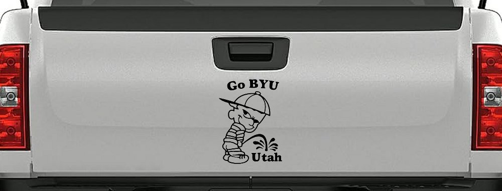 BYU Pee on Utah Decal Car Truck Window Sticker Funny Vinyl Art (Black)