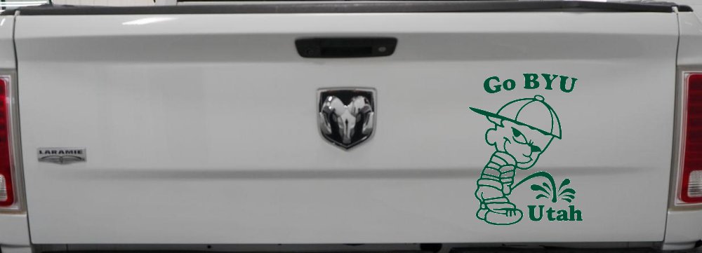 Go BYU Pee on Utah Car or Truck Window Decal Sticker (Dark Green)