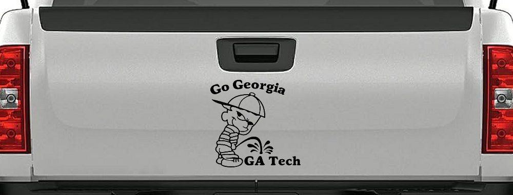 Go Georgia Pee On Ga Tech Car or Truck Window Decal Sticker (Black)
