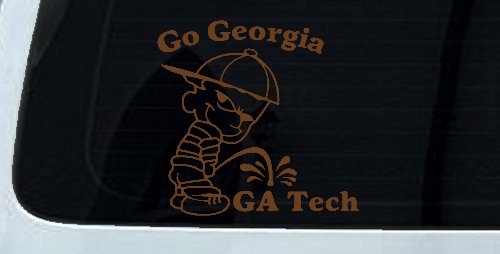 Go Georgia Pee On Ga Tech Car or Truck Window Decal Sticker (Copper)