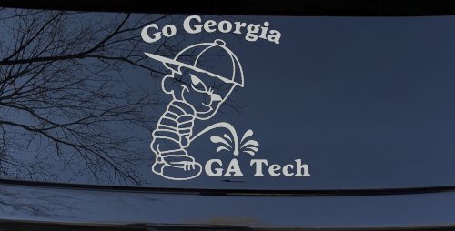 Go Georgia Pee On Ga Tech Car or Truck Window Decal Sticker (Light Gray)