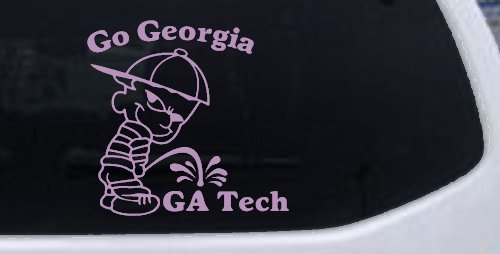 Go Georgia Pee On Ga Tech Car or Truck Window Decal Sticker (Lilac)