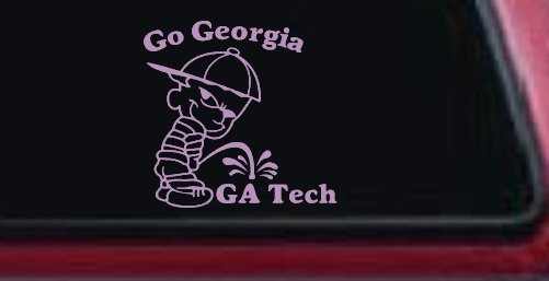 Go Georgia Pee On Ga Tech Car or Truck Window Decal Sticker (Lilac)