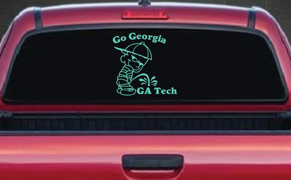 Go Georgia Pee On Ga Tech Car or Truck Window Decal Sticker (Mint)