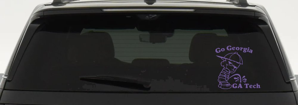 Go Georgia Pee On Ga Tech Car or Truck Window Decal Sticker (Purple)