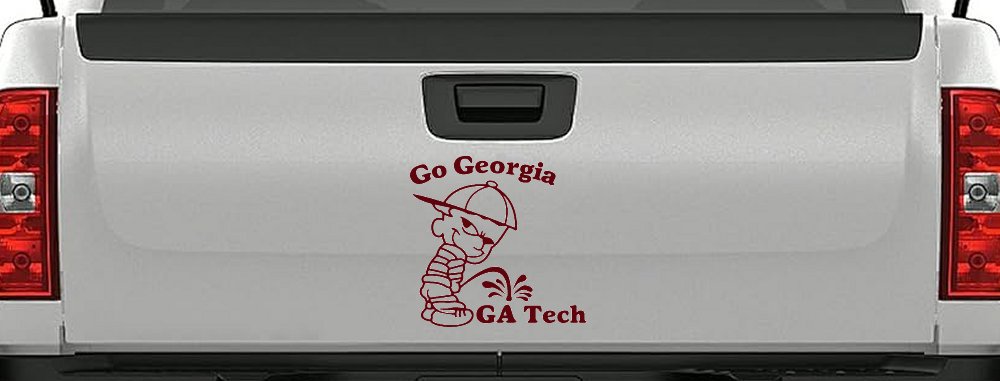 Go Georgia Pee On Ga Tech Car or Truck Window Decal Sticker (Purple Red)