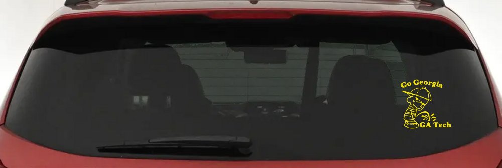 Go Georgia Pee On Ga Tech Car or Truck Window Decal Sticker (Yellow)