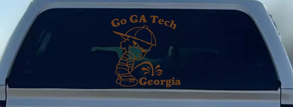Go GA Tech Pee On Georgia Car or Truck Window Decal Sticker (Copper)