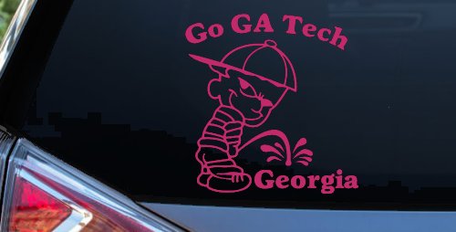 Go GA Tech Pee On Georgia Car or Truck Window Decal Sticker (Hot Pink)