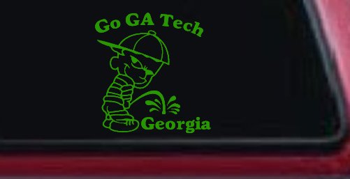 Go GA Tech Pee On Georgia Car or Truck Window Decal Sticker