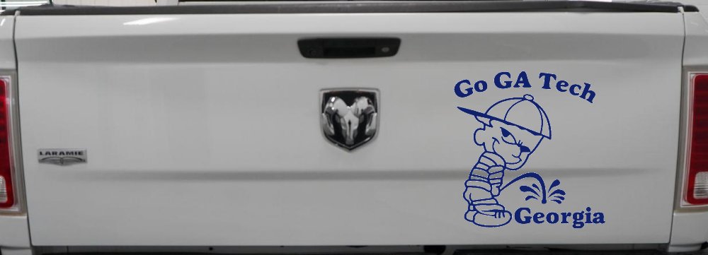 Go GA Tech Pee On Georgia Car or Truck Window Decal Sticker