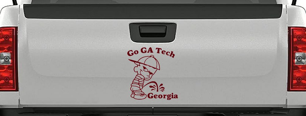 Go GA Tech Pee On Georgia Car or Truck Window Decal Sticker (Purple Red)
