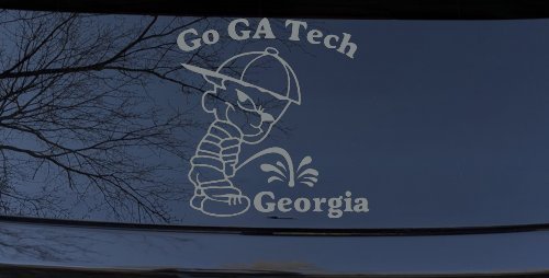 Go GA Tech Pee On Georgia Car or Truck Window Decal Sticker (Telegrey)