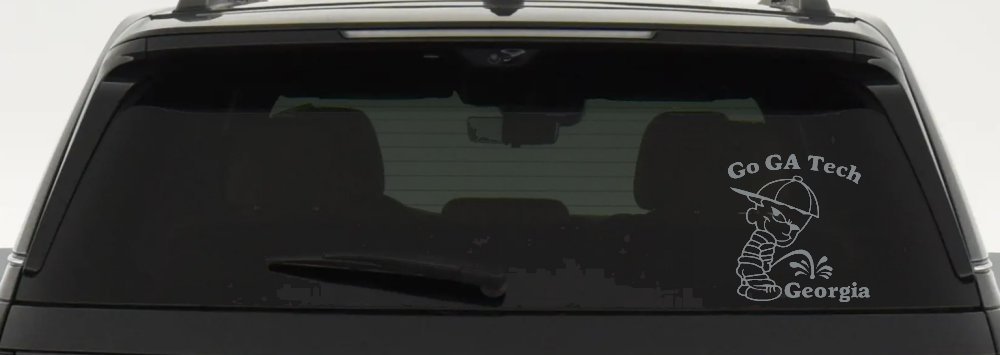 Go GA Tech Pee On Georgia Car or Truck Window Decal Sticker (Telegrey)
