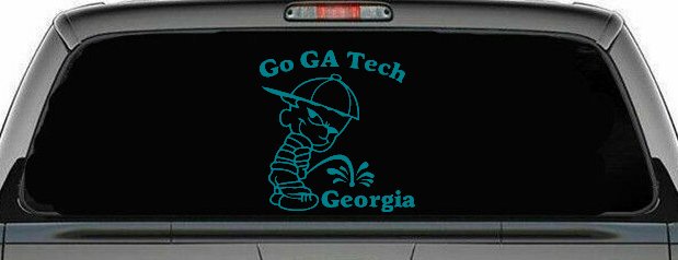 Go GA Tech Pee On Georgia Car or Truck Window Decal Sticker