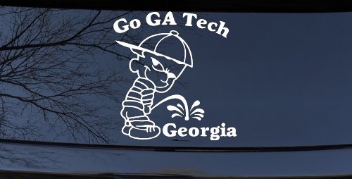 Go GA Tech Pee On Georgia Car or Truck Window Decal Sticker (White)