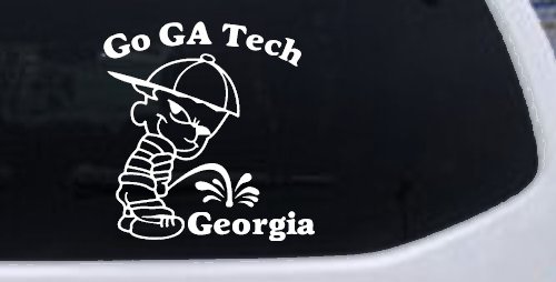 Go GA Tech Pee On Georgia Car or Truck Window Decal Sticker (White)
