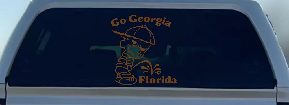Go Georgia Pee On Florida Decal Sticker for Car or Truck Windows (Copper)