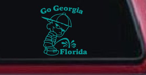 Go Georgia Pee On Florida Car or Truck Window Decal Sticker (Turquoise)