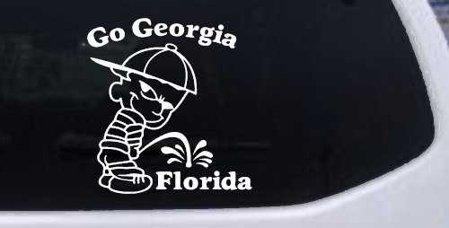 Go Georgia Pee On Florida Decal Sticker for Car or Truck Windows (White)
