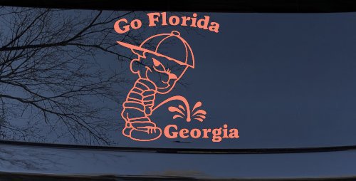 Go Florida Pee on Georgia Car or Truck Window Decal Sticker (Coral)