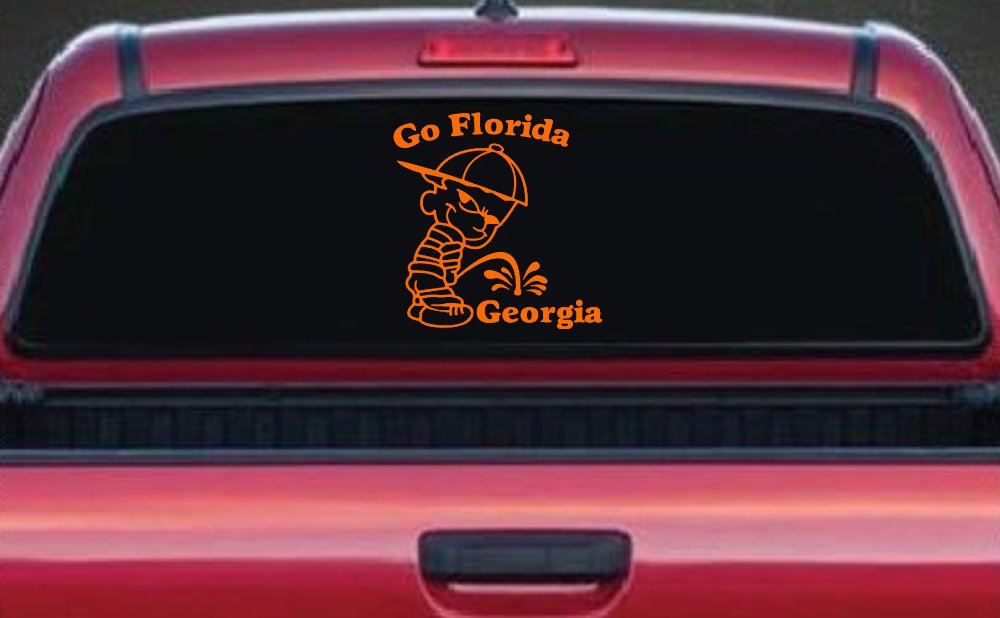 Go Florida Pee on Georgia Car or Truck Window Decal Sticker (Orange)