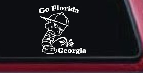 Go Florida Pee on Georgia Car or Truck Window Decal Sticker (White)