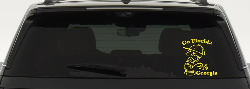 Go Florida Pee on Georgia Car or Truck Window Decal Sticker (Yellow)