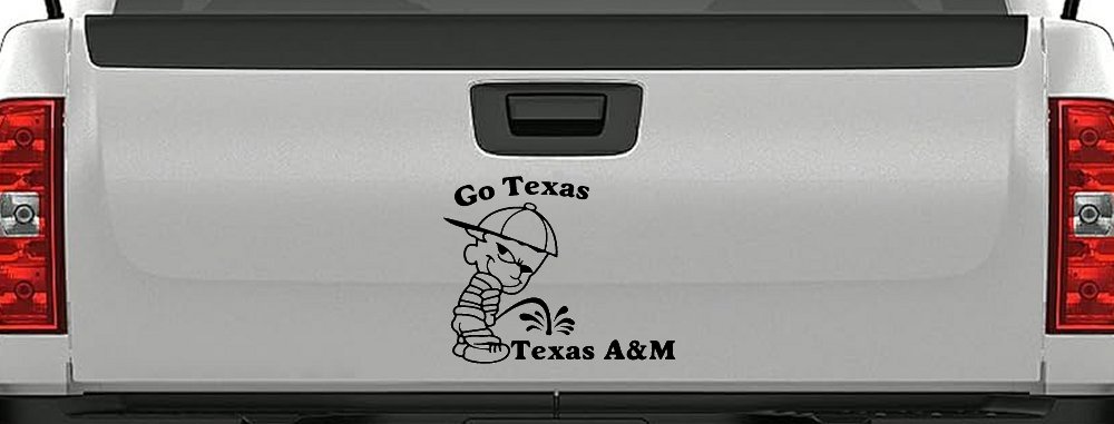 Go Texas Pee on Texas A&M Car or Truck Window Decal Sticker (Black)