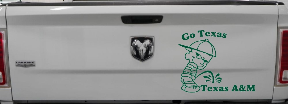 Go Texas Pee on Texas A&M Car or Truck Window Decal Sticker