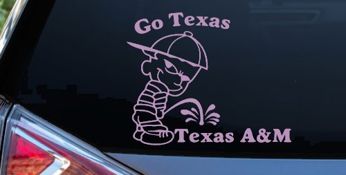 Go Texas Pee on Texas A&M Car or Truck Window Decal Sticker (Lilac)