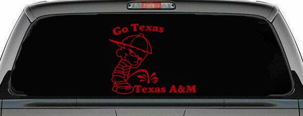 Go Texas Pee on Texas A&M Car or Truck Window Decal Sticker (Red)